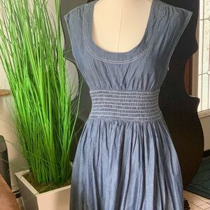 Venus Shirred Waist Denim Dress